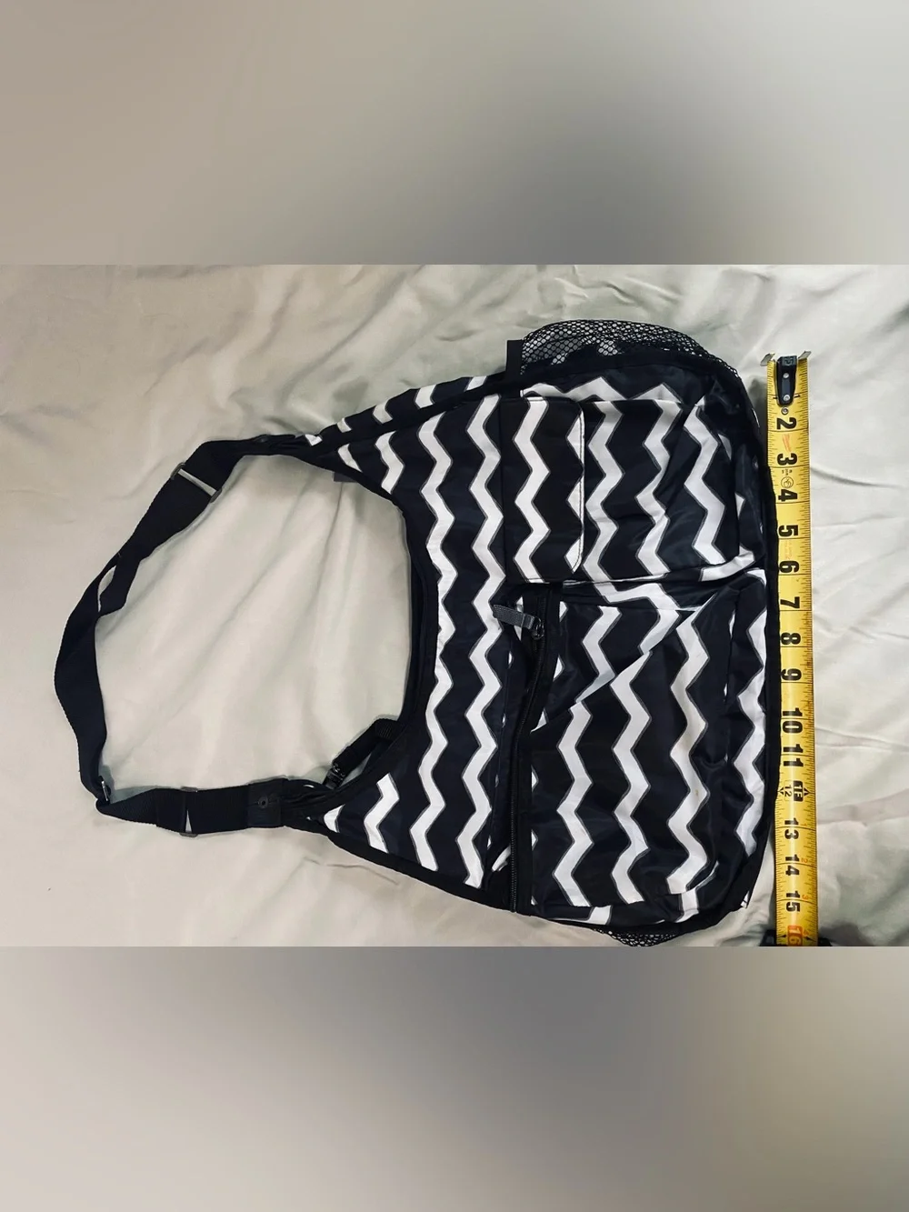 thirty-one Black and White Chevron Shoulder Hobo